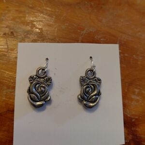 RARE SUNDANCE "YELLOW ROSE OF TEXAS" Pewter Earrings